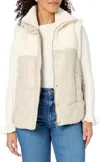 Blanknyc Women's Vegan Leather Quilted Sherpa Vest In Beige In Multi