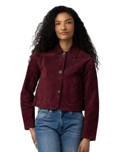 Blanknyc Women's Wine O'clock Suede Cropped Jacket In Wine O Clock