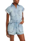 Blanknyc Womens Denim Cuff Sleeves Romper In Multi