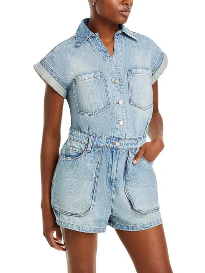 Blanknyc Womens Denim Cuff Sleeves Romper In Multi