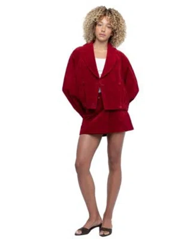 Blanknyc Womens Fired Up Long Sleeve A Line Mini Suede Jacket Skirt 2 Piece Set In Burgundy