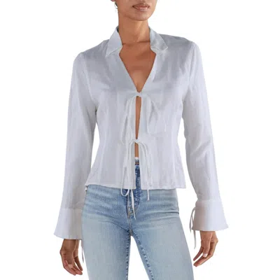 Blanknyc Womens Lace-up Linen Wrap Top