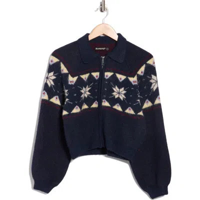 Blanknyc Zip-up Sweater In Blue