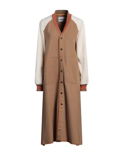 Blast-off Woman Coat Camel Size 4 Acrylic, Polyethylene, Wool, Polyester In Beige