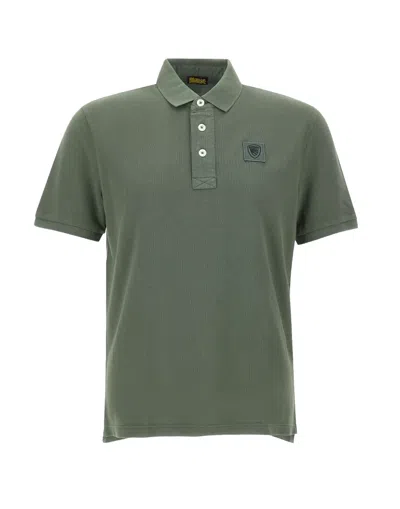 Blauer Albano Logo-patch Polo Shirt In Green