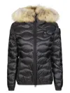Blauer Quilted Jacket With Fluffy Fur Trim In Blue