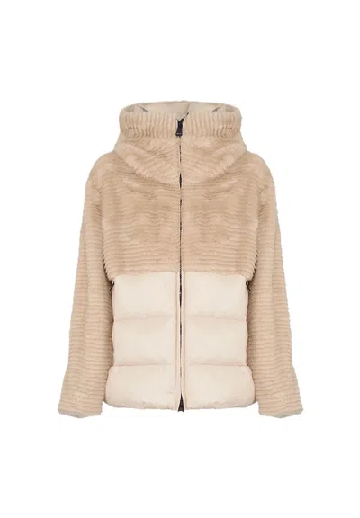 Blauer Americane Plush Ribbed Faux Fur Padded Jacket In Multi