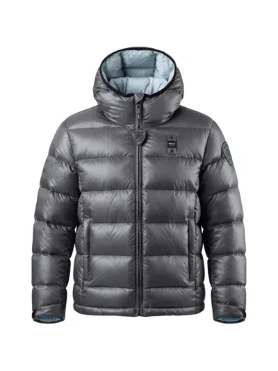 Blauer Kids' Ansel Quilted Hooded Jacket In Gray
