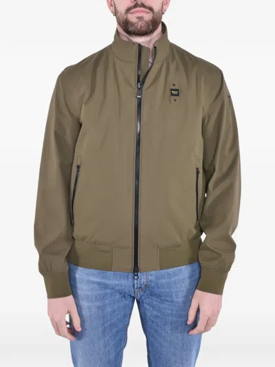 Blauer Anson Logo-patch Bomber Jacket In Green