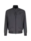 Blauer Black Anson Matte Effect Ribbed Trim Polyester Jacket In Blue