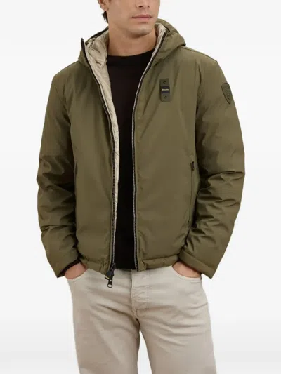 Blauer Ballard Reversible Hooded Jacket In Green