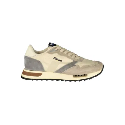 Blauer Beige Polyester Mens Sneaker In Blue