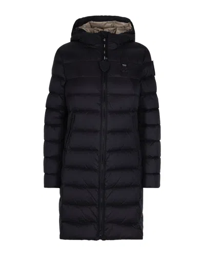 Blauer Black Agnes Long Quilted Down Jacket In Multi