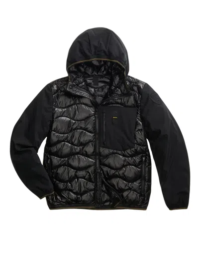Blauer Black Albert Wave-quilted Nylon Neoprene Down Jacket