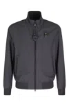 Blauer Black Anson Matte Effect Ribbed Trim Polyester Jacket In Blue