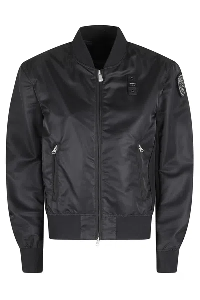 Blauer Black Laurie Ribbed Elastic Trim Polyamide Bomber Jacket