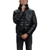 Blauer Black Wave Quilted Hooded Elastic Trim Polyester Down Jacket In Black