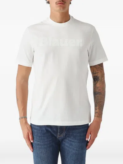 Blauer Bourne Crewneck Logo-print T-shirt In 화이트