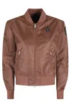 Blauer Brown Laurie Ribbed Elastic Trim Polyamide Bomber Jacket