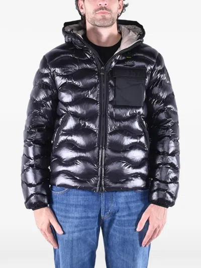 Blauer Bryant Wave-quilted Hooded Jacket In Black