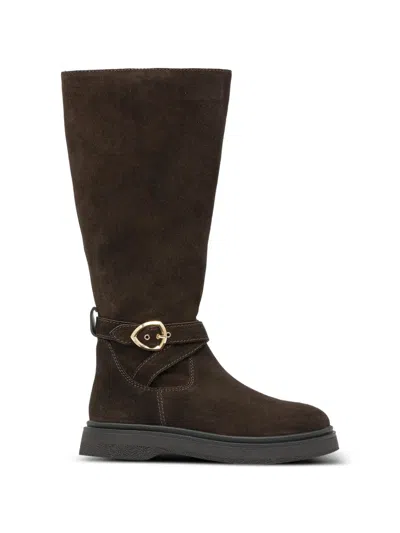 Blauer Buckle Strap Boots In Brown