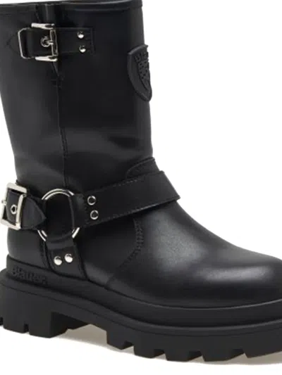 Blauer Buckle-strap Platform Boots In Black