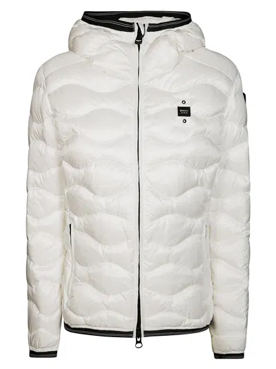 Blauer Wave Pattern Down Jacket Camelia In White