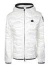 Blauer Wave Pattern Down Jacket Camelia In White