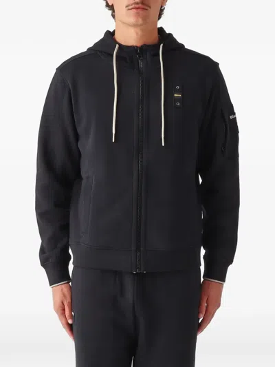 Blauer Cardinton Logo-patch Zip-up Hoodie In Black