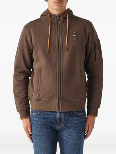 Blauer Cardinton Logo-patch Zip-up Hoodie In Brown