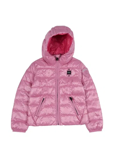 Blauer Kids' Caroll Quilted Zip-up Hooded Jacket In Pink