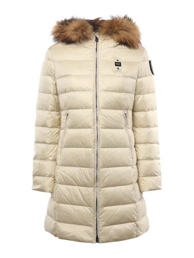 Blauer Kristin Long Down Jacket With Fur In Neutral