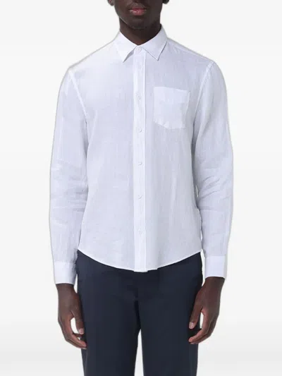 Blauer Chest-pocket Linen Shirt In White