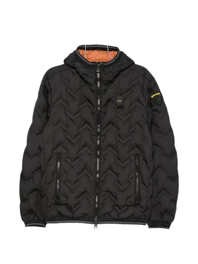 Blauer Chevron-quilted Hooded Jacket In Black