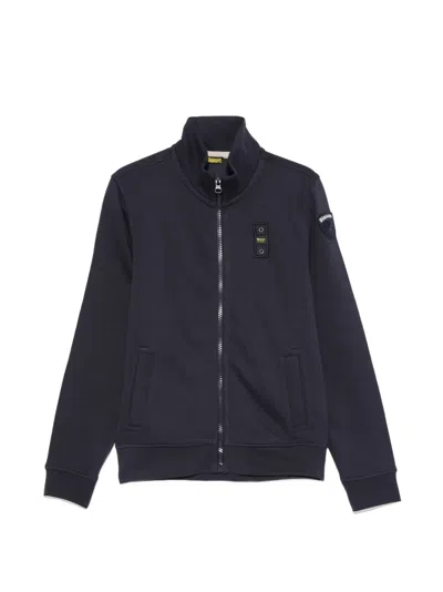 Blauer City New Logo-patch Zip-up Sweater In Blue