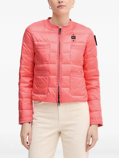 Blauer Classical Chic Ruffled Quilted Puffer Jacket In Pink