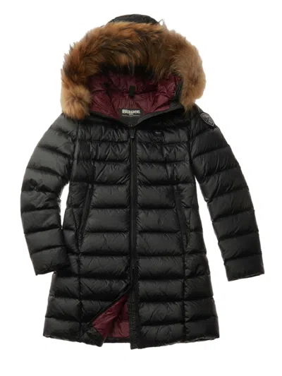 Blauer Long Water-repellent Quilted Down Jacket In Black