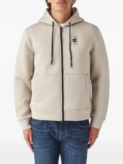 Blauer Colby Logo-patch Zip-up Hoodie In Neutral