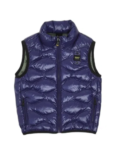 Blauer Kids' Danny Wave-quilted Logo-patch Gilet In Blue
