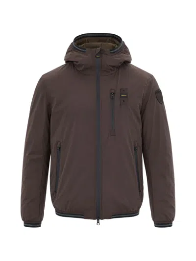 Blauer Devon Hooded Zip-up Jacket In Brown