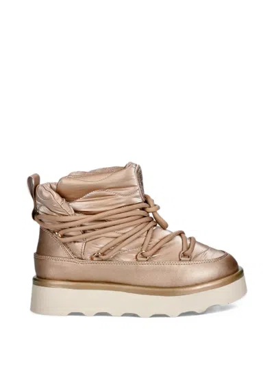Blauer Dolye 01 Quilted Lace-up Ankle Boots In Gold