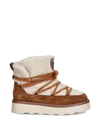 Blauer Doyle 01 Shearling-trim Ankle Boots In Neutral