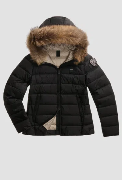 Blauer Duvet With Fur Archady Woman Black-beige In Blue