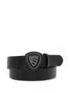 Blauer Embellished Shield-plaque Belt In Black