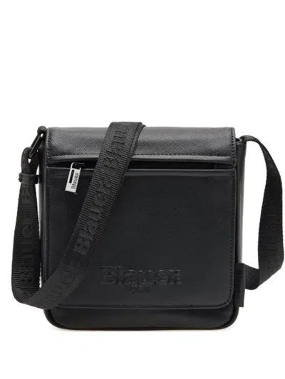 Blauer Embossed-logo Shoulder Bag In Black