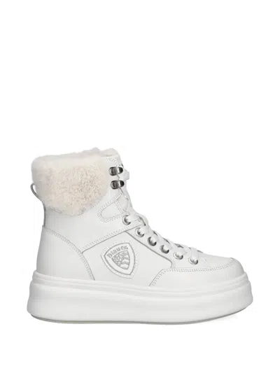 Blauer Emery Faux-fur-trim Lace-up Boots In White