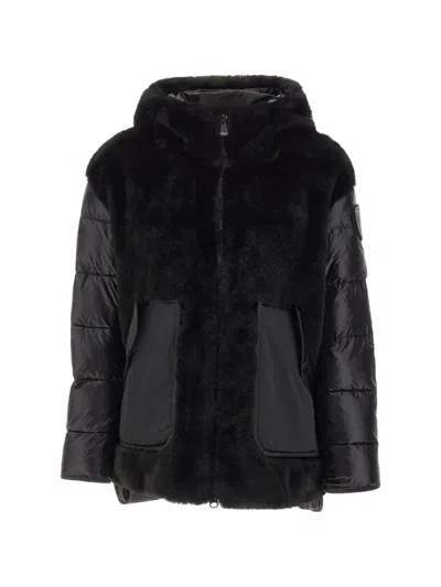 Blauer Estrella Faux-fur Quilted Coat In Black