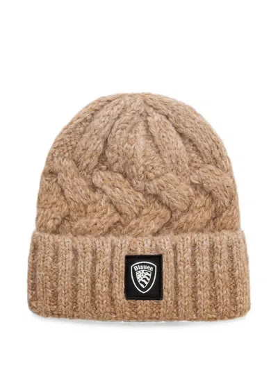 Blauer Euclid Cable-knit Beanie Hat In Brown