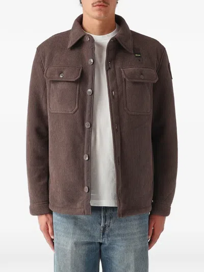 Blauer Eugene Corduroy Logo-patch Shirt Jacket In Brown
