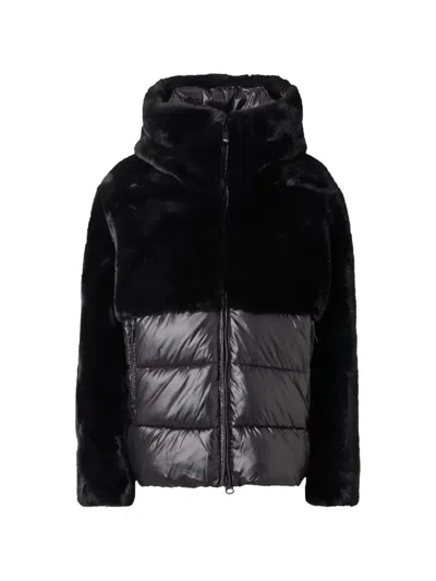 Blauer Fanevil Faux-fur Panelled Coat In Black